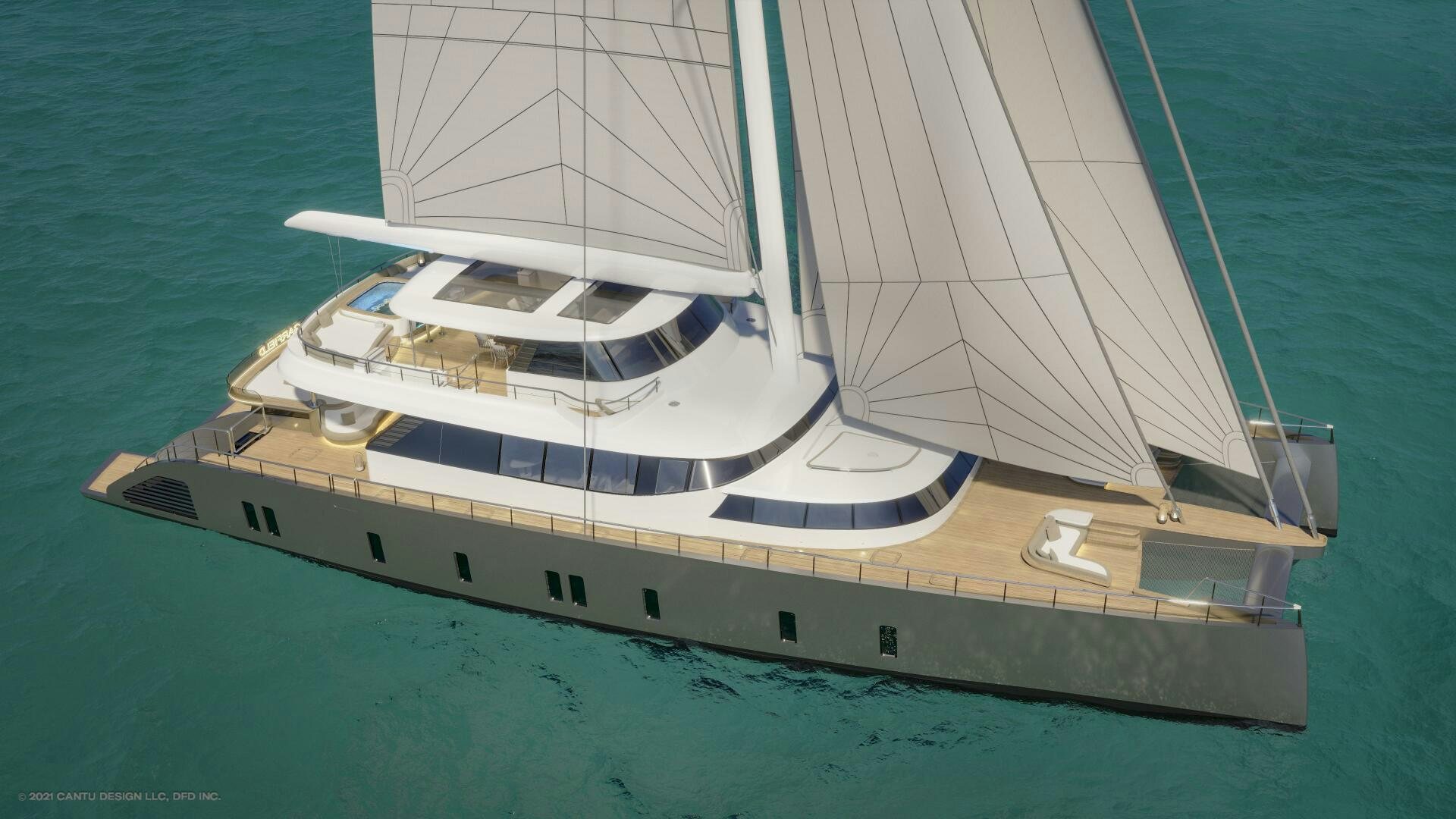 a white boat on the water aboard BBC130 PROJECT GARFIELD Yacht for Sale