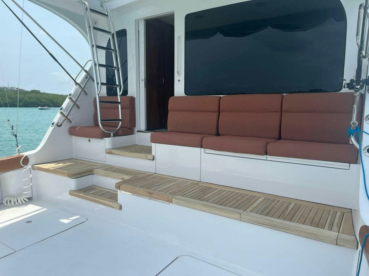 a boat on a deck aboard DESPERADO Yacht for Sale