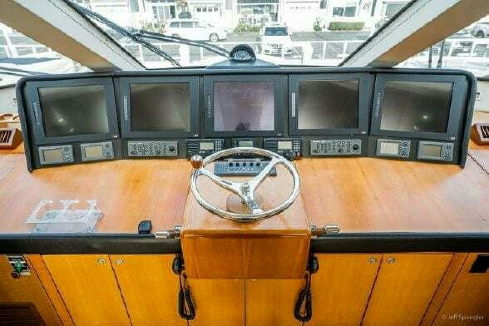a large electronic device on a table aboard DESPERADO Yacht for Sale