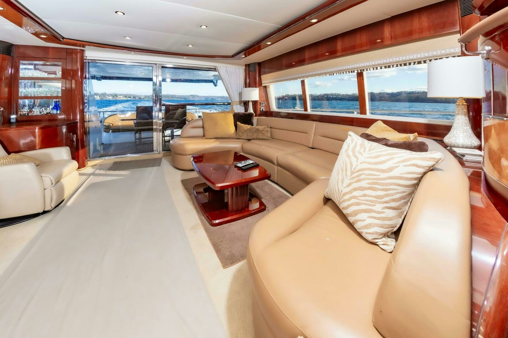 a living room with a large window aboard ANDREA'S REVENGE Yacht for Sale