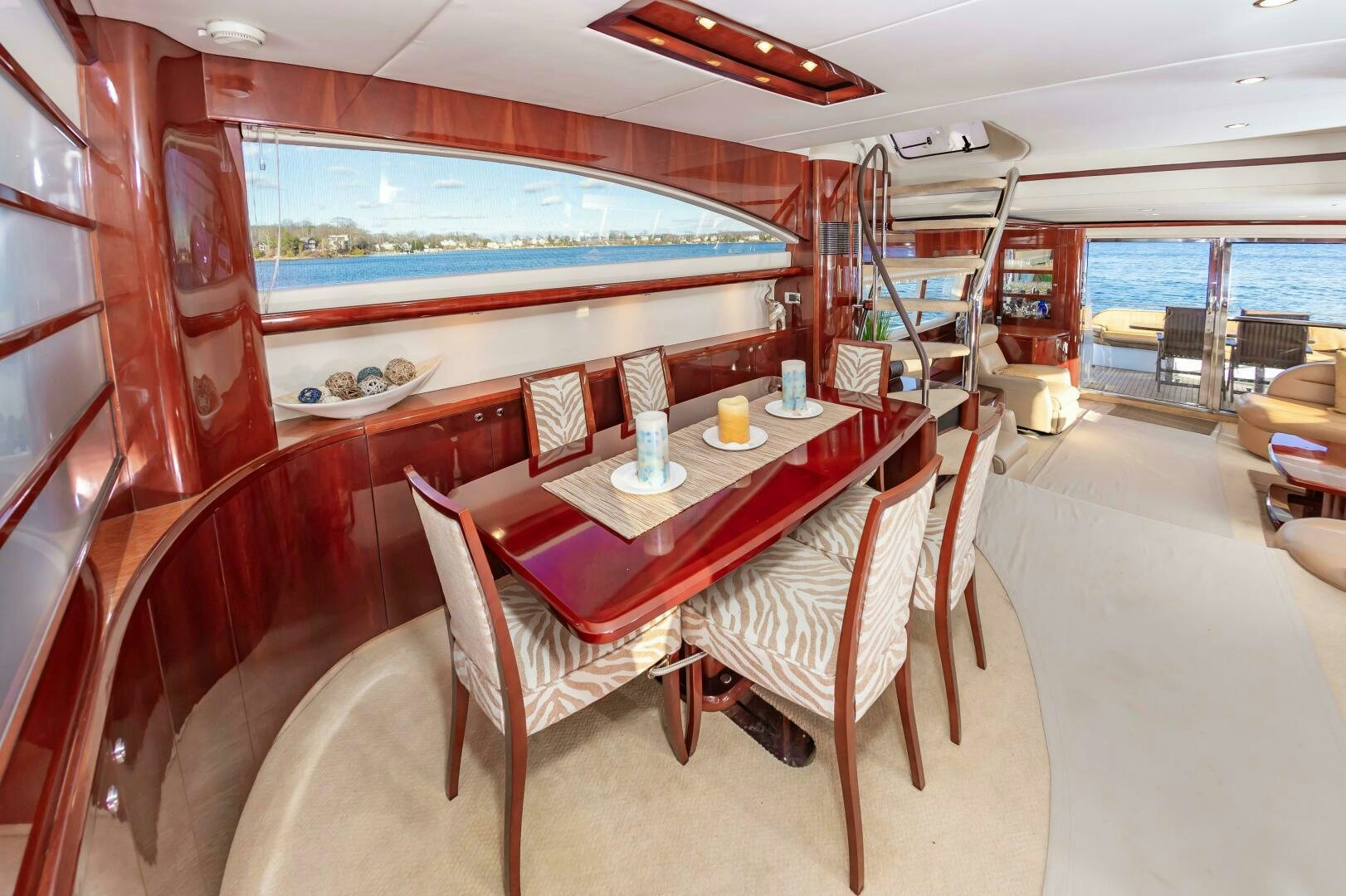 a restaurant with a table and chairs aboard ANDREA'S REVENGE Yacht for Sale