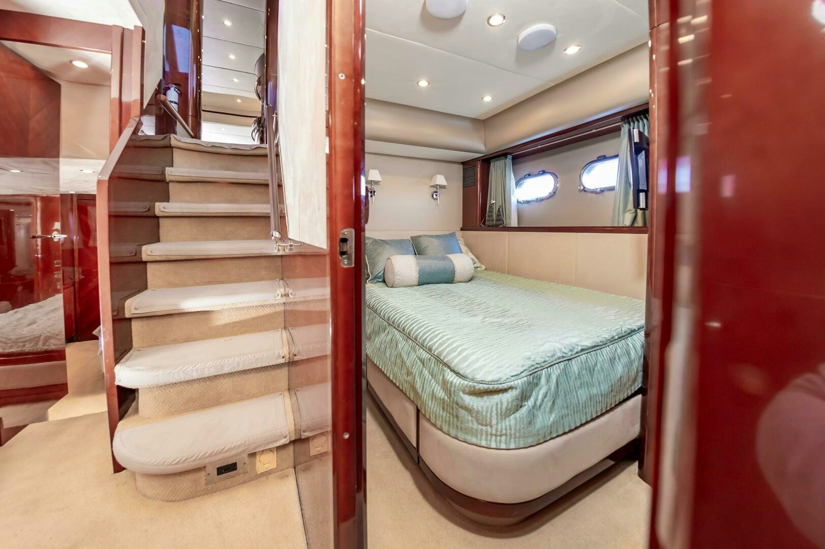 a bed in a room aboard ANDREA'S REVENGE Yacht for Sale