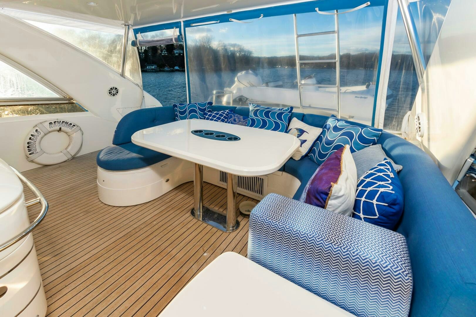 a room with a couch and a table aboard ANDREA'S REVENGE Yacht for Sale
