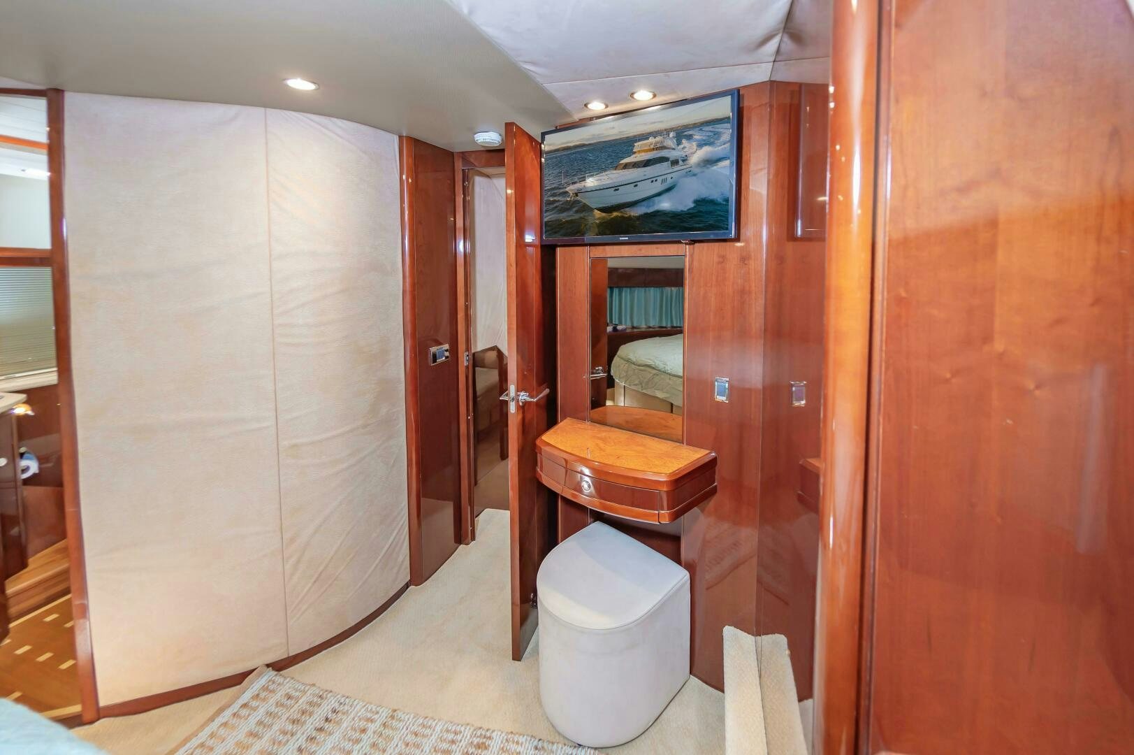 a bathroom with a toilet and a shower unit aboard ANDREA'S REVENGE Yacht for Sale