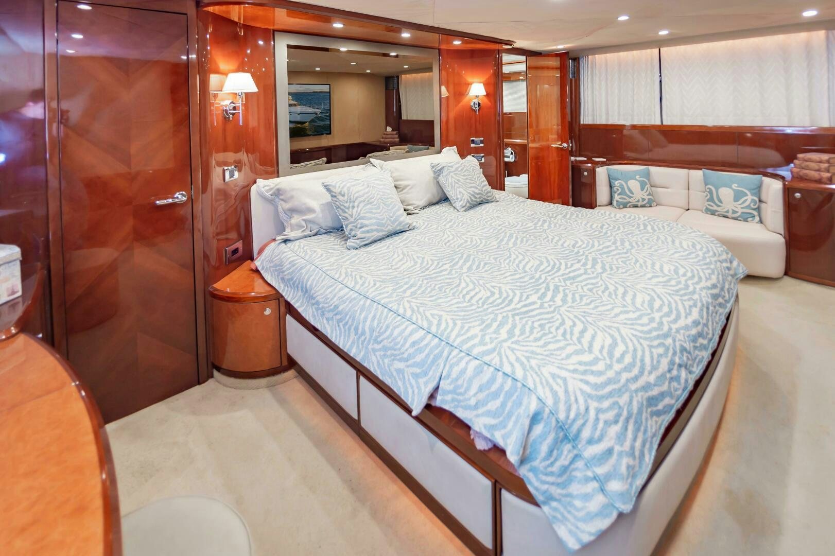 a bed in a hotel room aboard ANDREA'S REVENGE Yacht for Sale