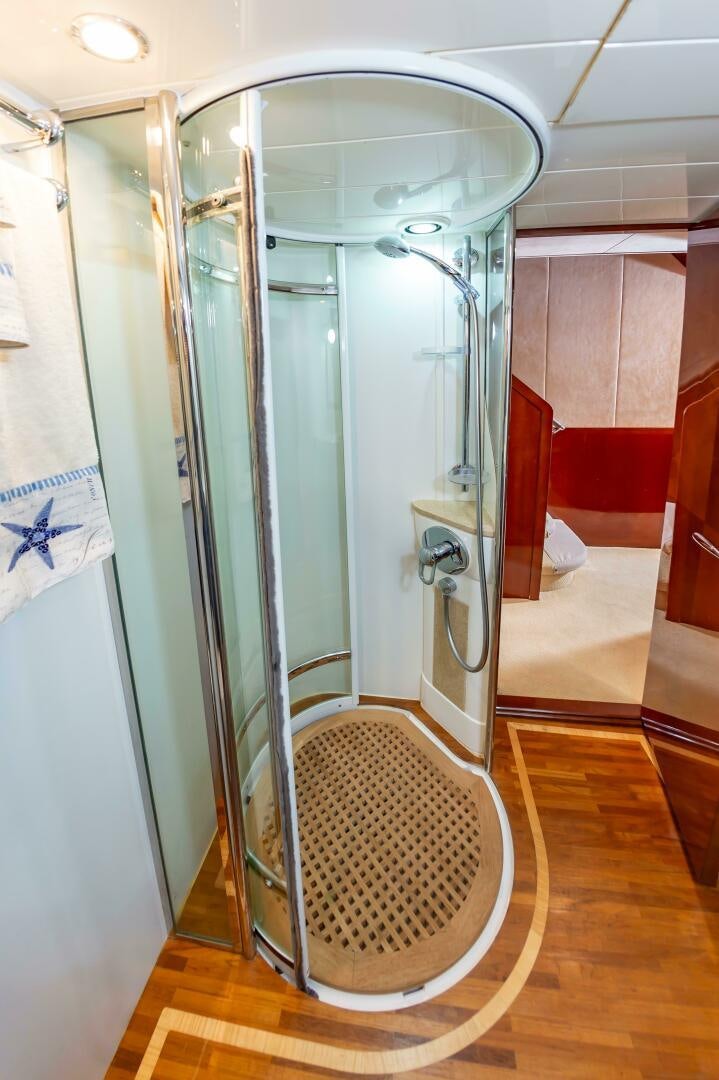 a shower unit in a room aboard ANDREA'S REVENGE Yacht for Sale