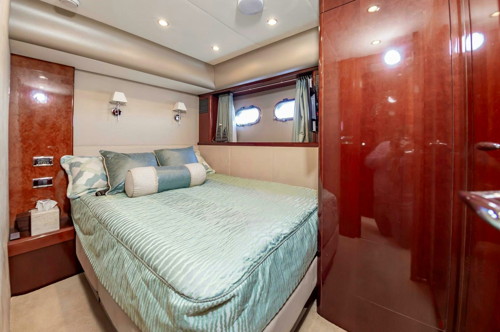 a bed in a room aboard ANDREA'S REVENGE Yacht for Sale