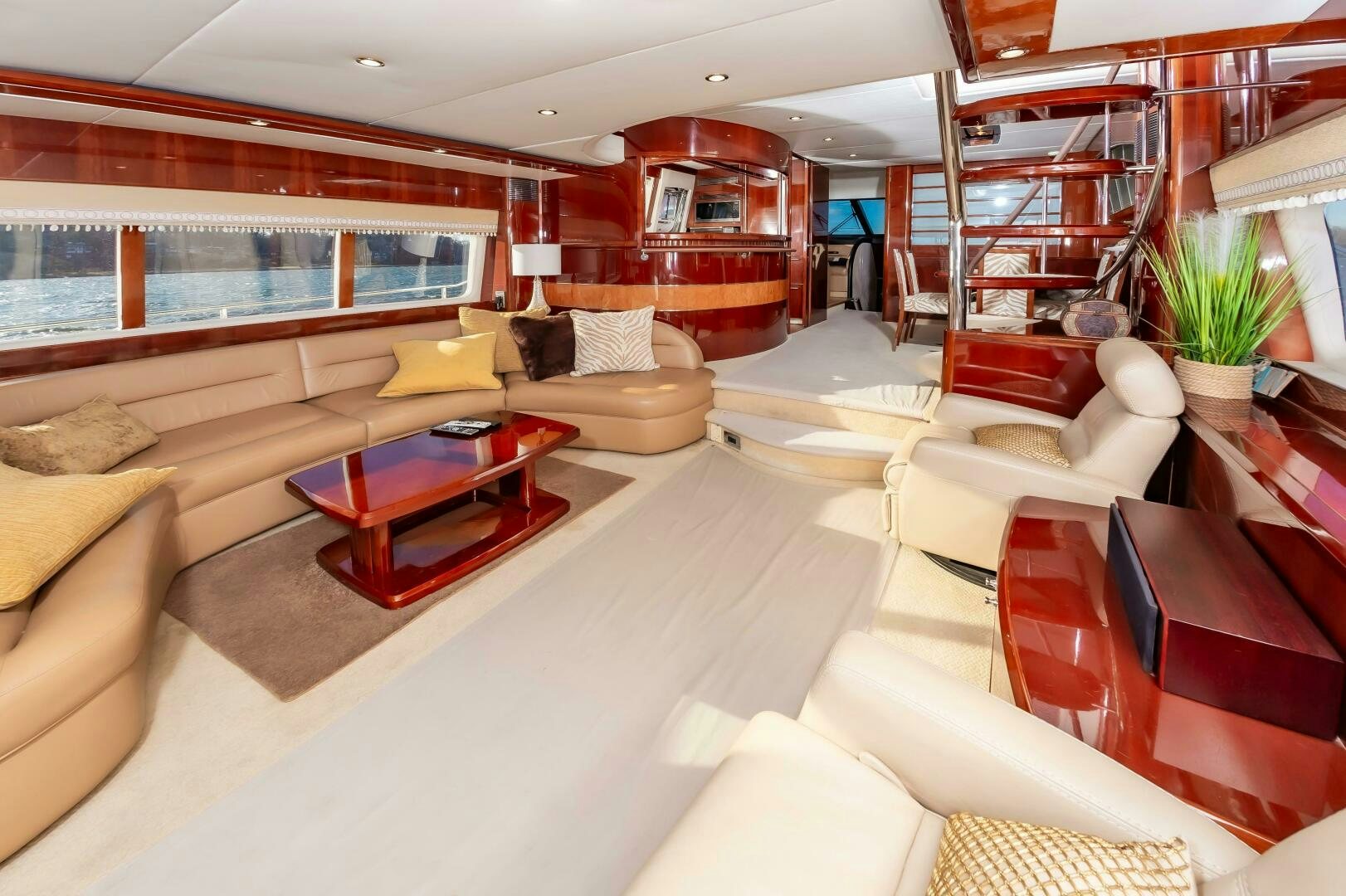 a living room with a large window aboard ANDREA'S REVENGE Yacht for Sale