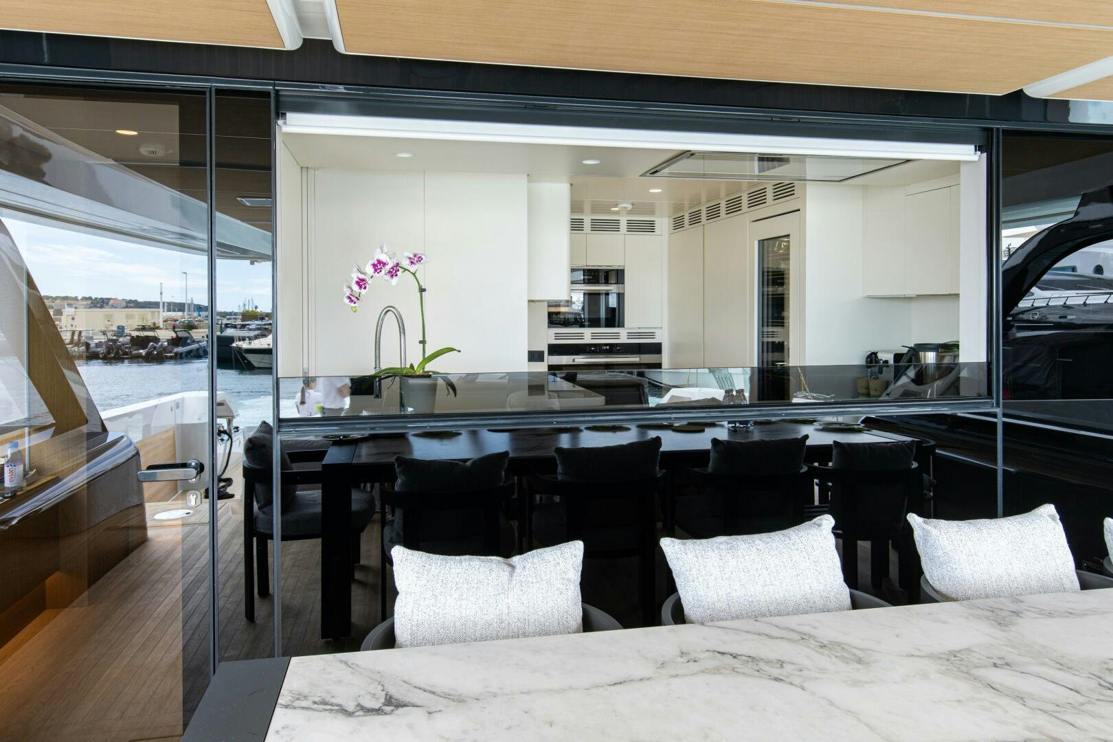 a large modern kitchen aboard X99 FAST Yacht for Sale