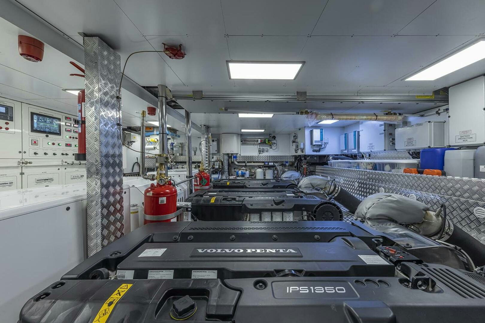 a large machine in a factory aboard X96 TRIPLEX Yacht for Sale