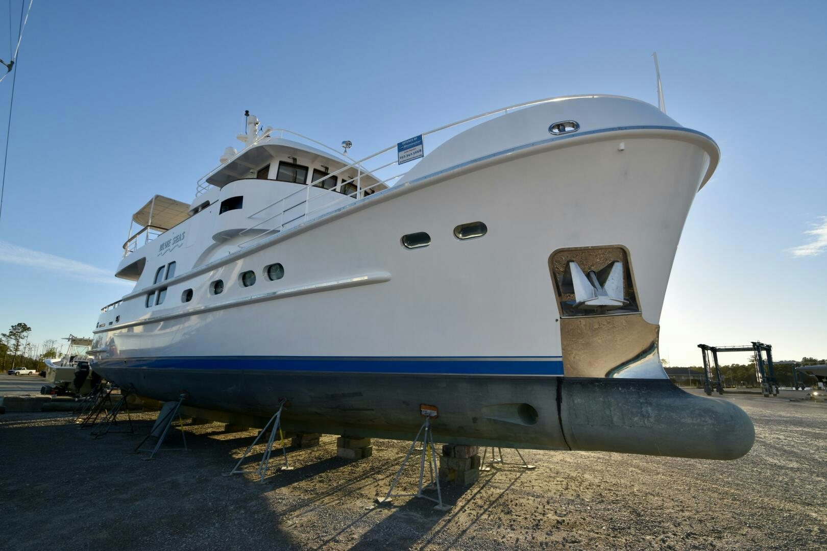 a large military ship aboard BLUE SEAS Yacht for Sale
