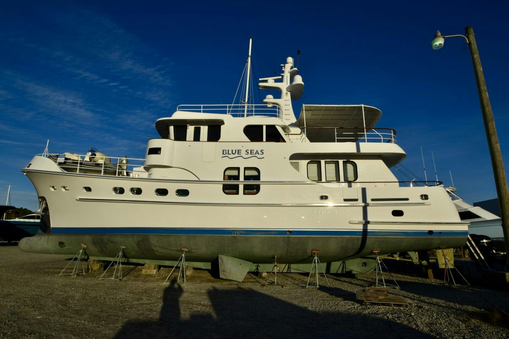 a large white boat aboard BLUE SEAS Yacht for Sale