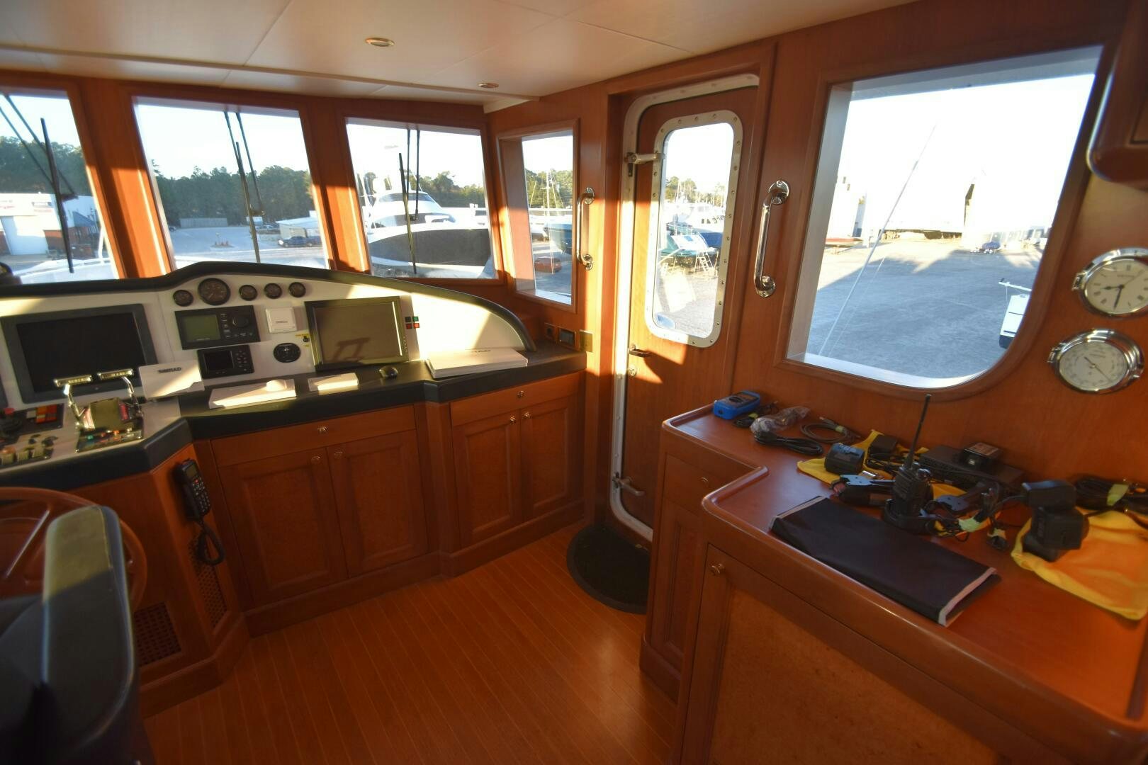 a room with a desk and a window aboard BLUE SEAS Yacht for Sale