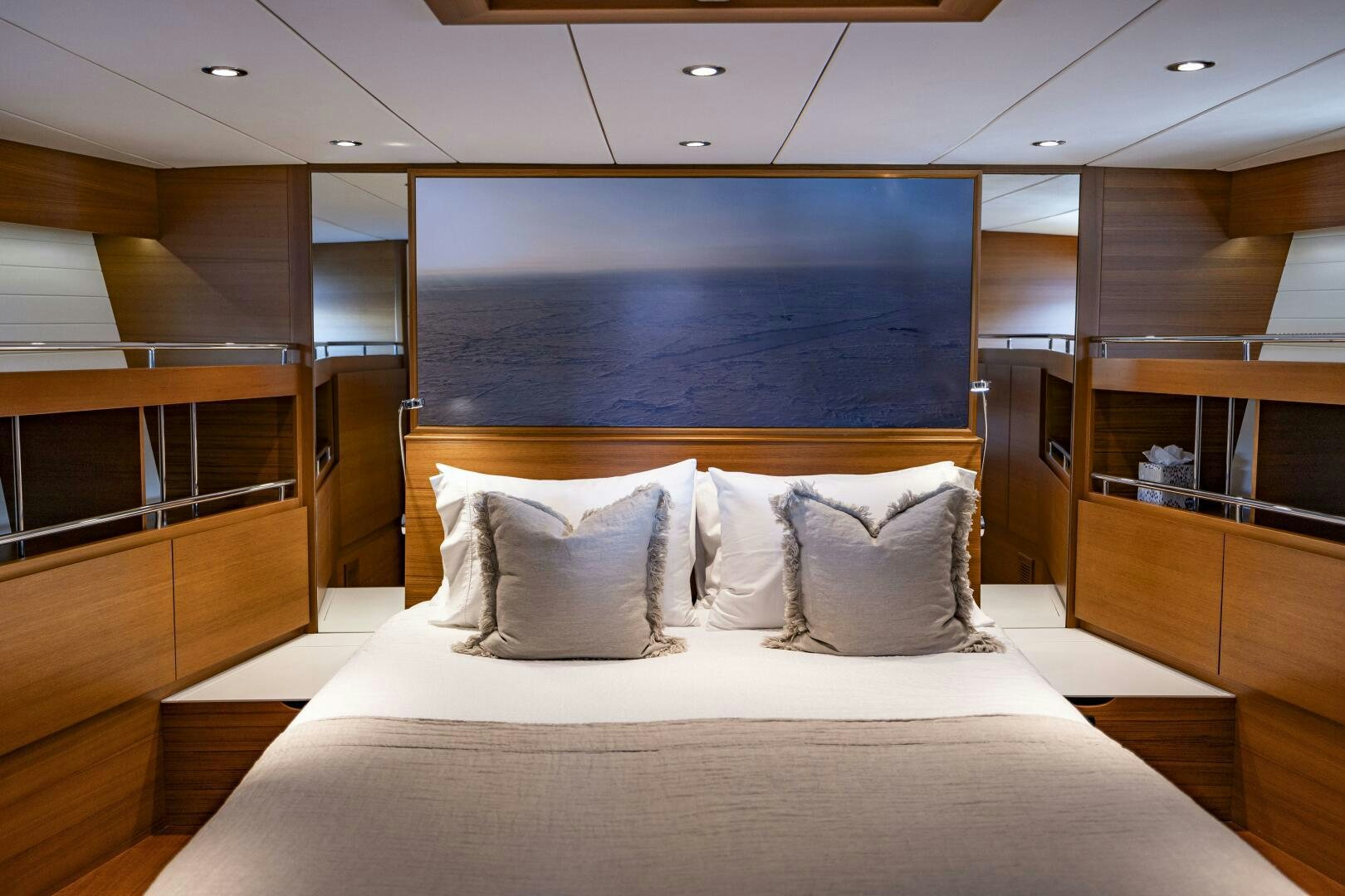 a bed in a room aboard SEABISCUIT Yacht for Sale