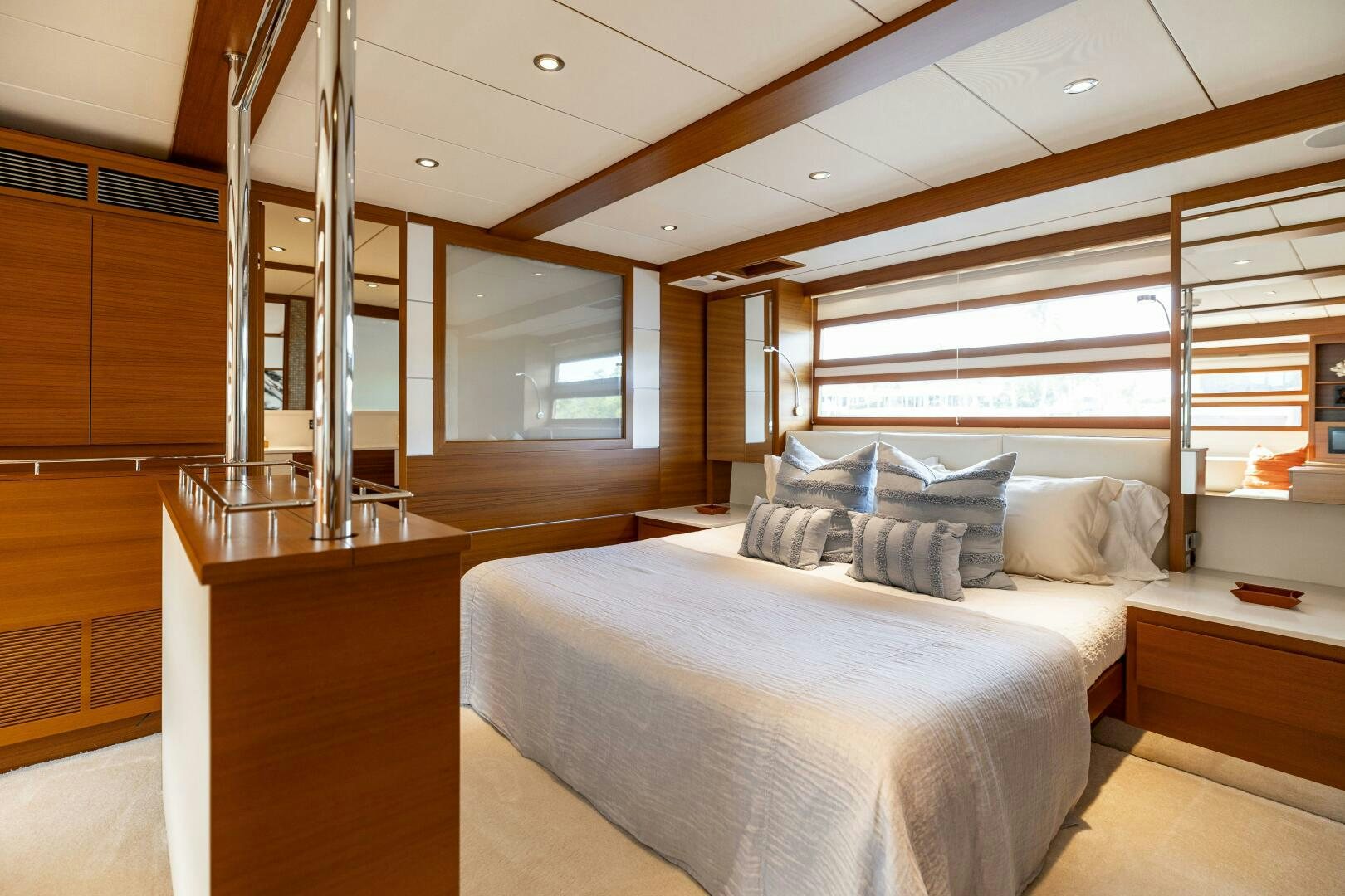 a room with a bed and a ladder aboard SEABISCUIT Yacht for Sale