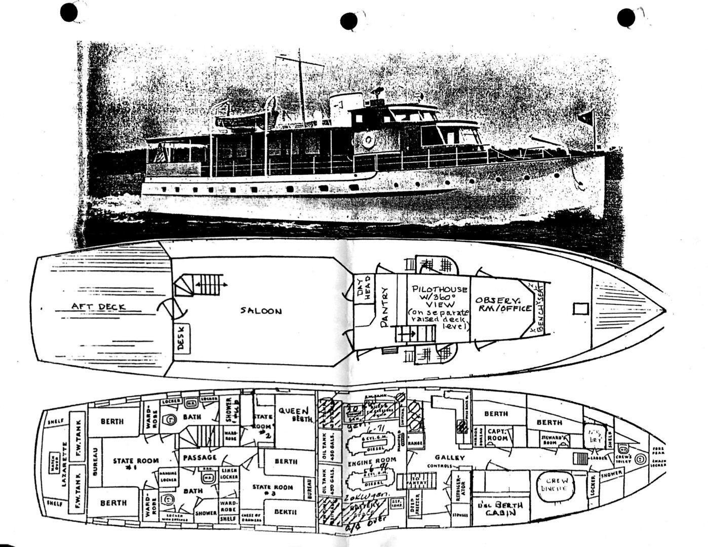 diagram, engineering drawing aboard TIMELESS Yacht for Sale