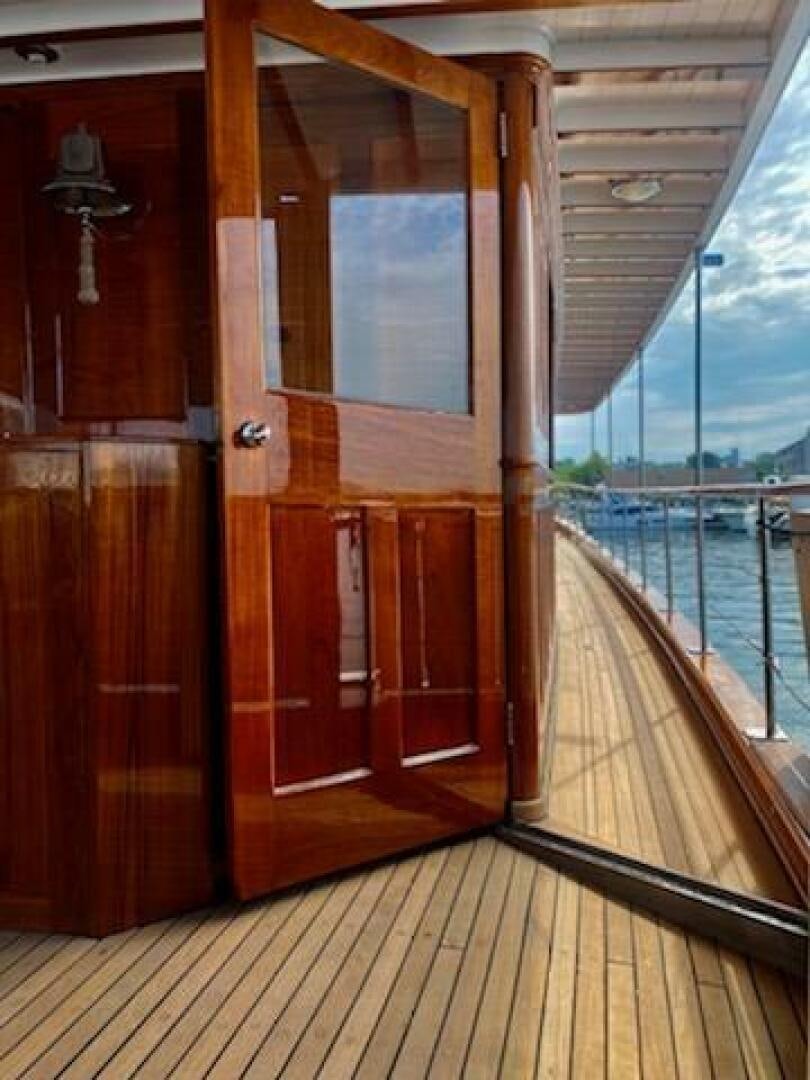 a wooden cabin on a deck aboard TIMELESS Yacht for Sale