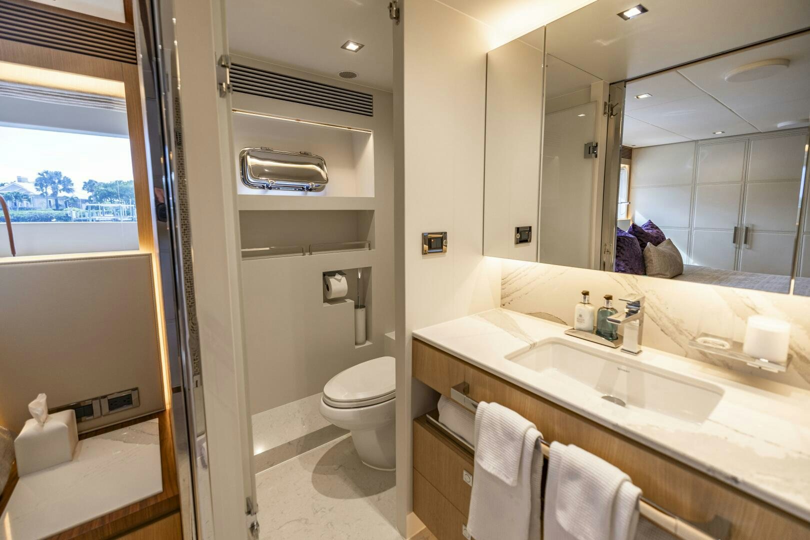 a bathroom with a sink and a toilet aboard AQUA LIFE Yacht for Sale