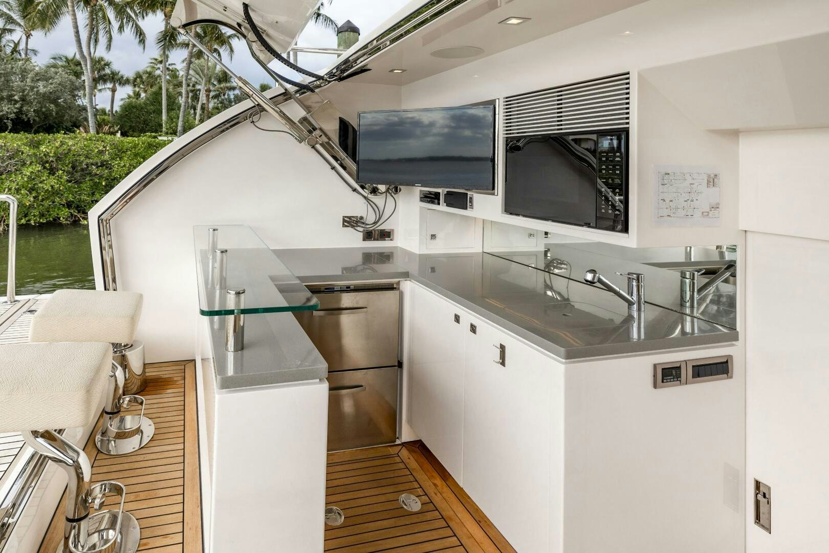 a kitchen with a large oven aboard AQUA LIFE Yacht for Sale