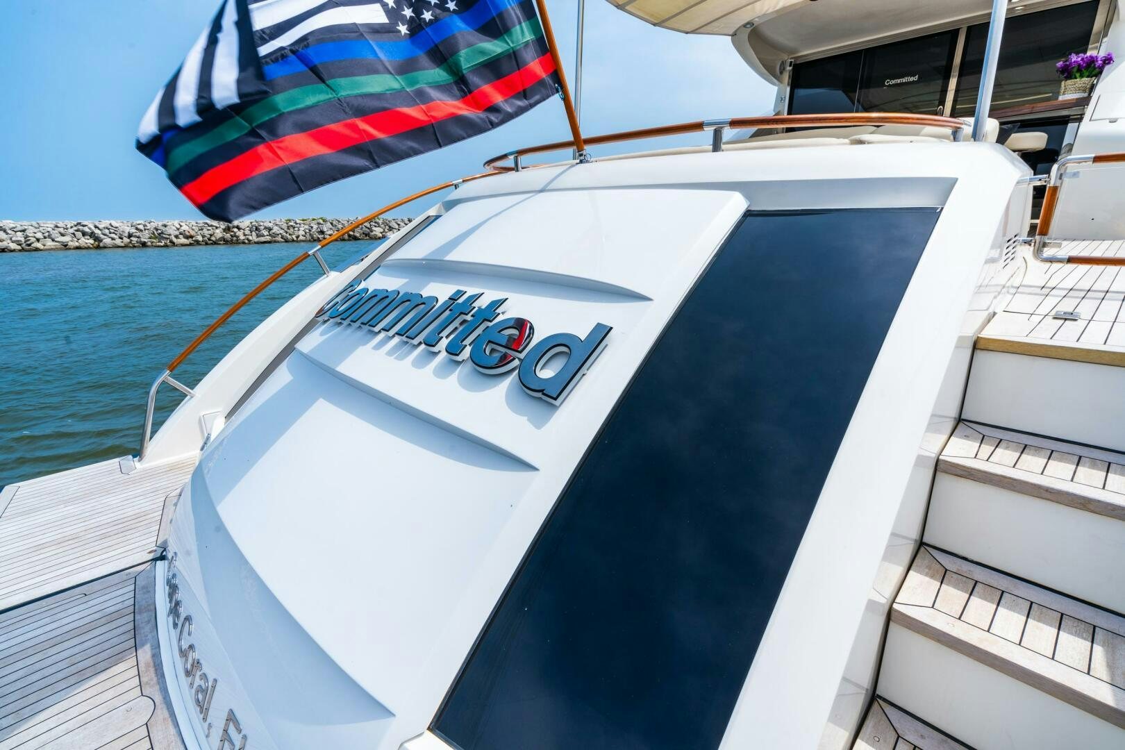 the front of a boat aboard COMMITTED Yacht for Sale