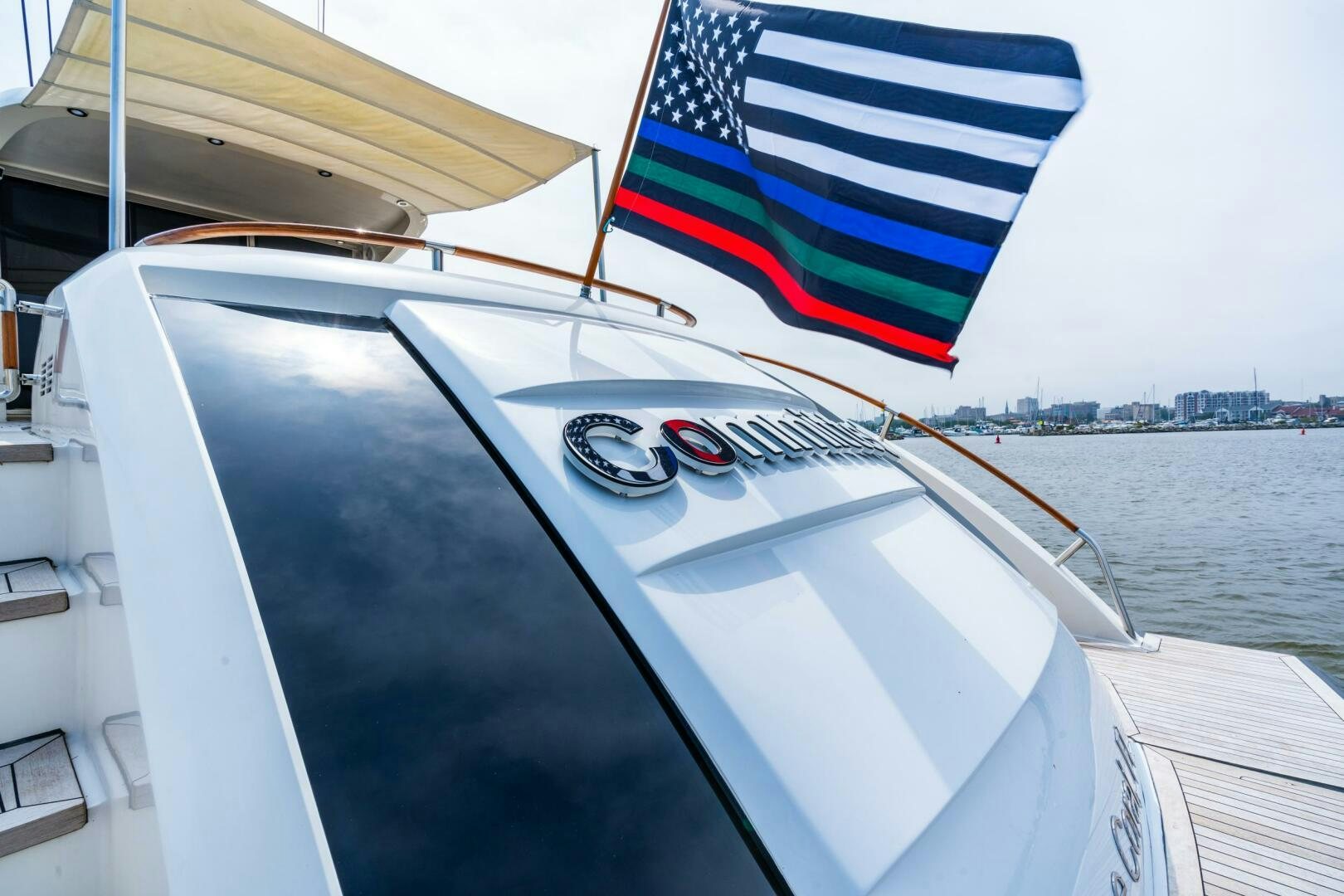 a flag on a boat aboard COMMITTED Yacht for Sale