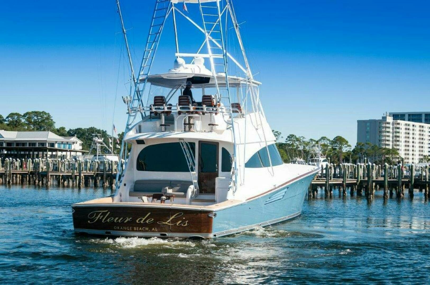 a boat in the water aboard FLEUR DE LIS Yacht for Sale