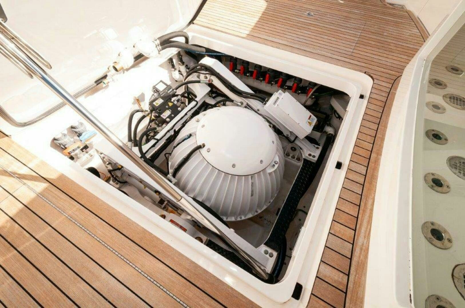a white record player aboard FLEUR DE LIS Yacht for Sale