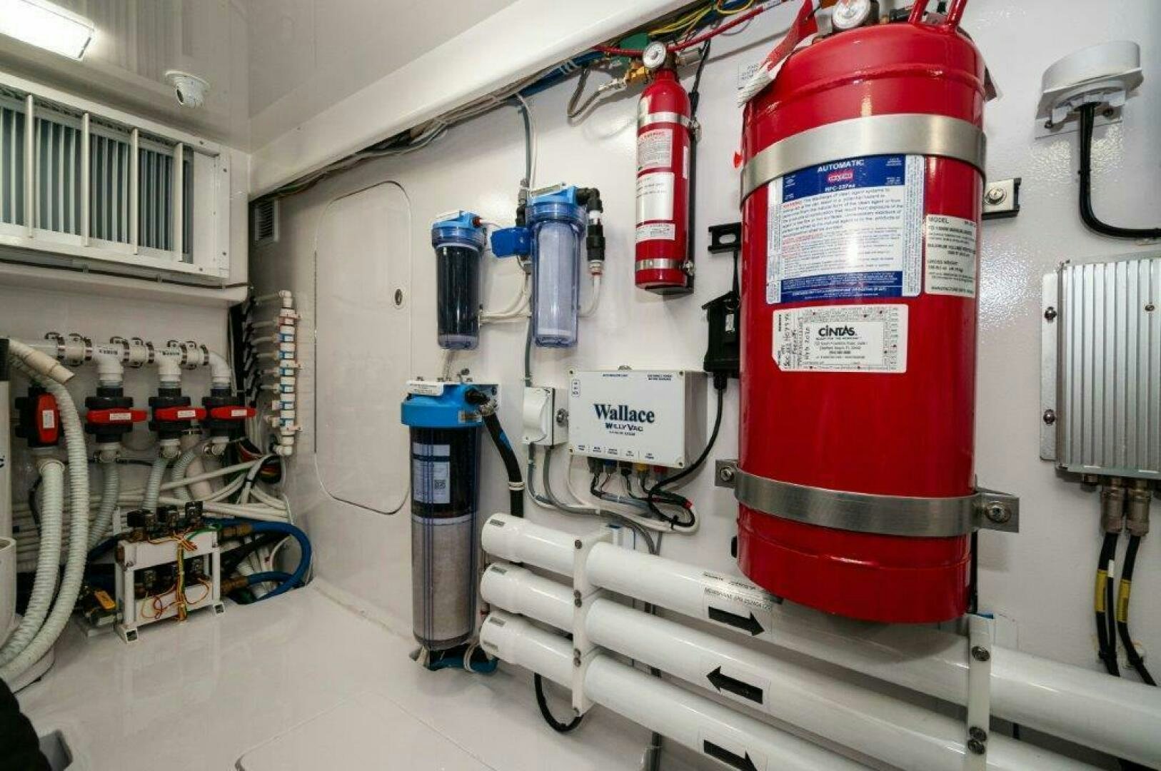 a red and blue machine aboard FLEUR DE LIS Yacht for Sale