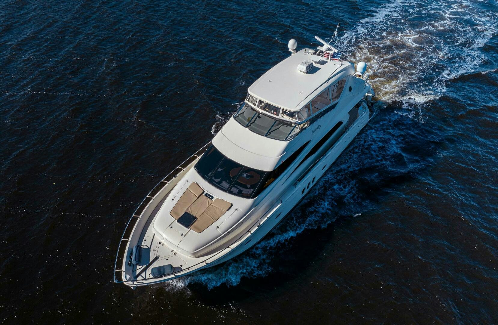 a ship on the water aboard SERENITY Yacht for Sale