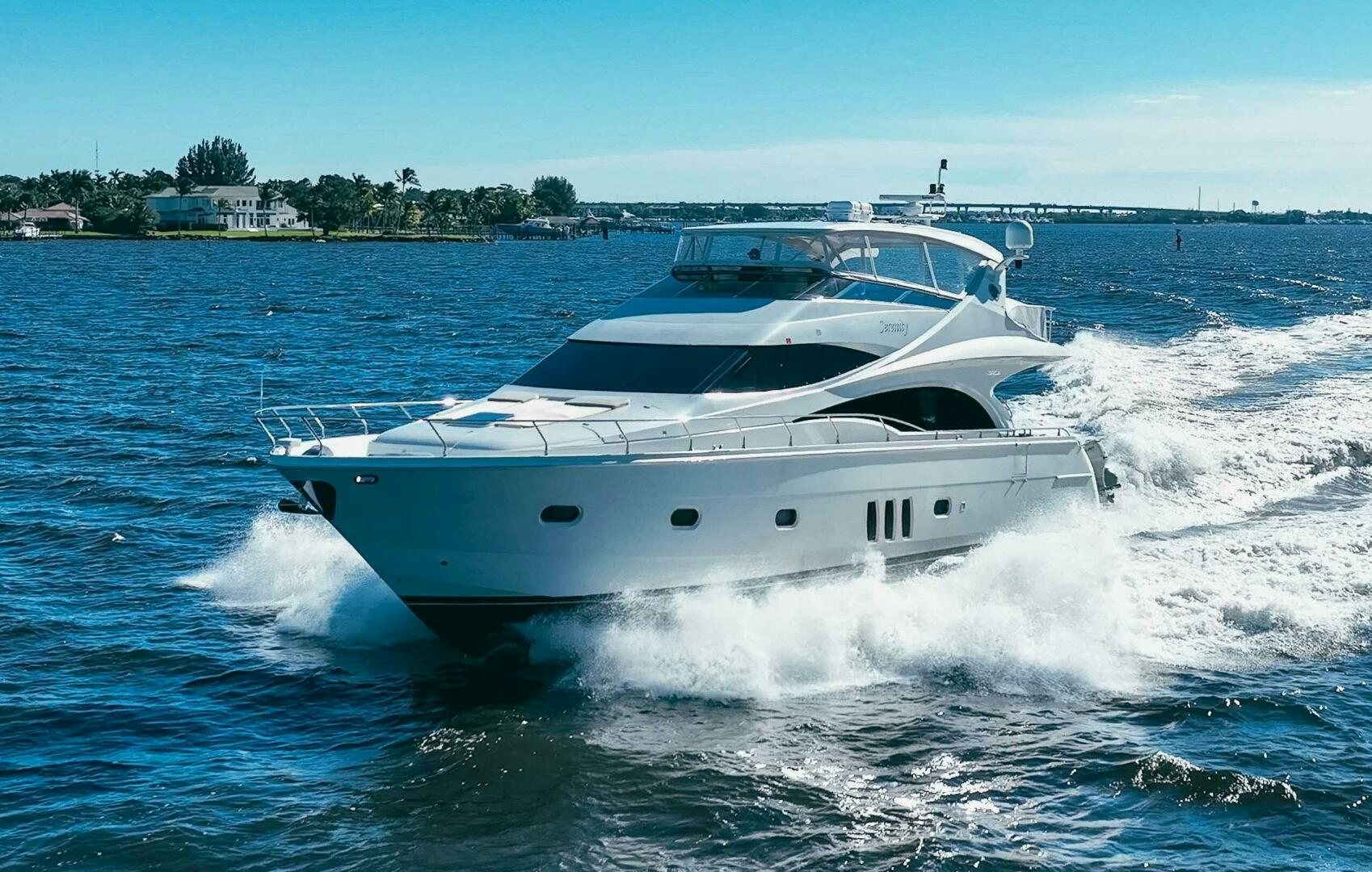 a white yacht on the water aboard SERENITY Yacht for Sale