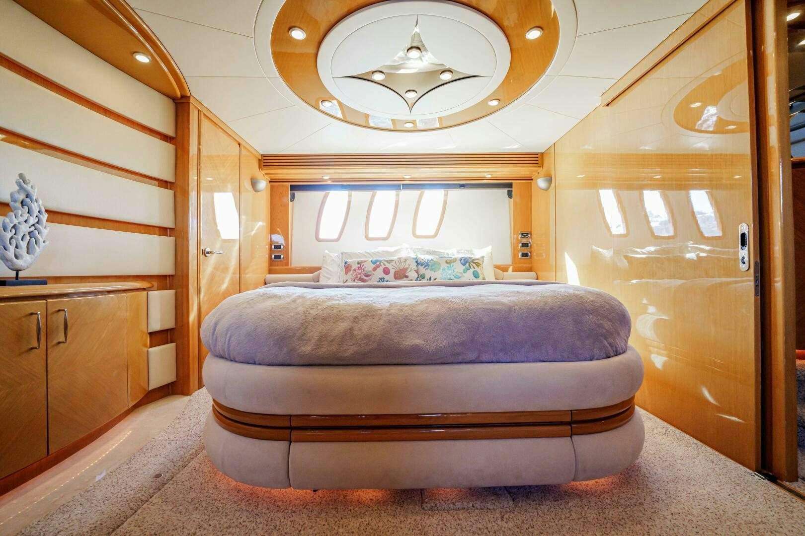 a bed in a room aboard SERENITY Yacht for Sale