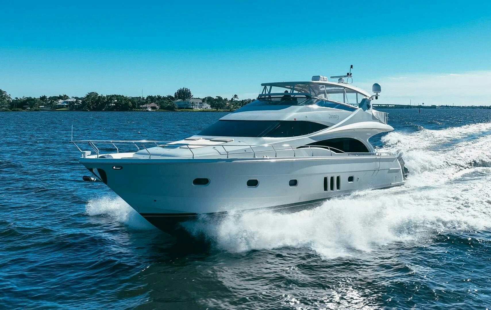 a white yacht on the water aboard SERENITY Yacht for Sale