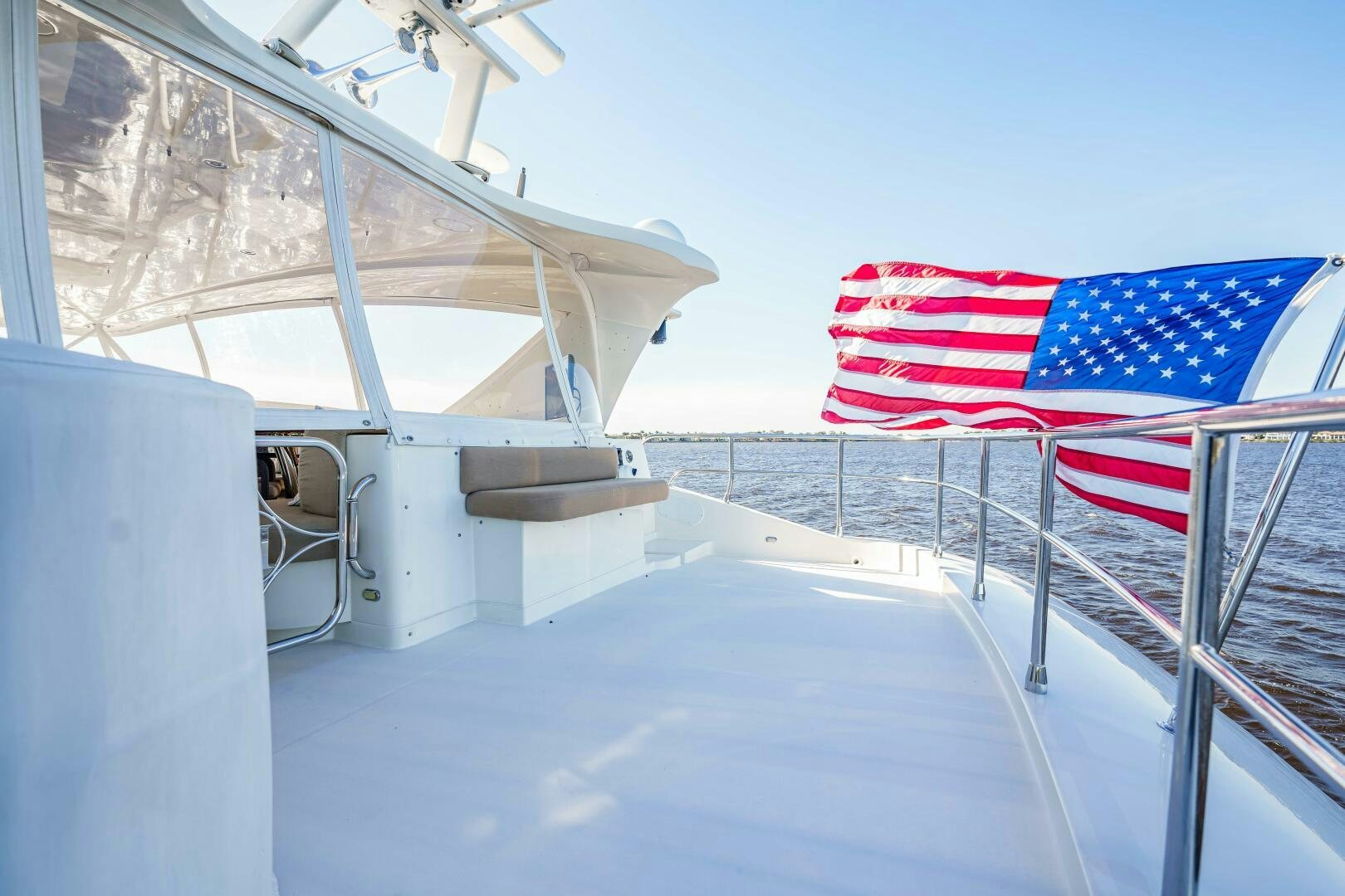 a flag on a boat aboard SERENITY Yacht for Sale