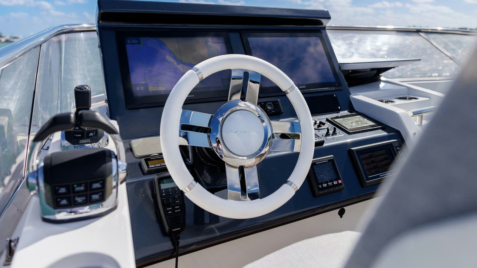 the inside of a car aboard DEVENZO Yacht for Sale