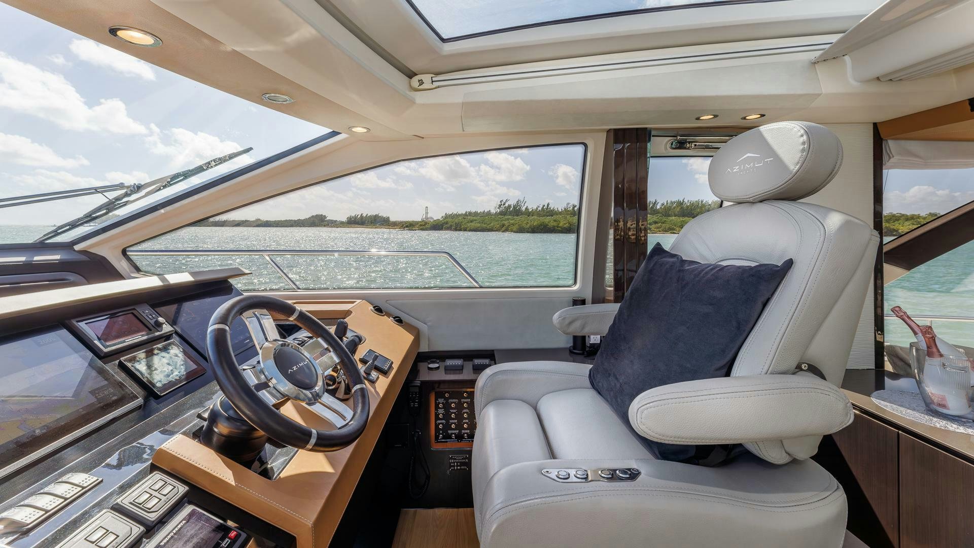 inside of a car aboard DEVENZO Yacht for Sale