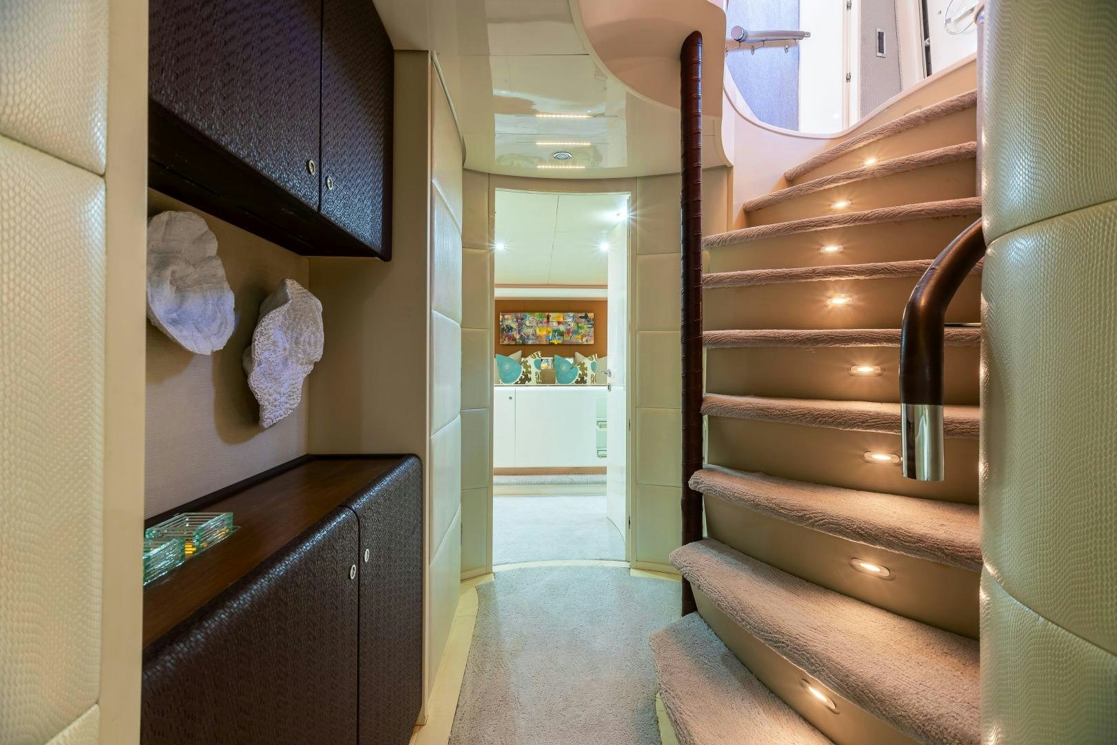 a staircase in a house aboard GRANDEUR Yacht for Sale
