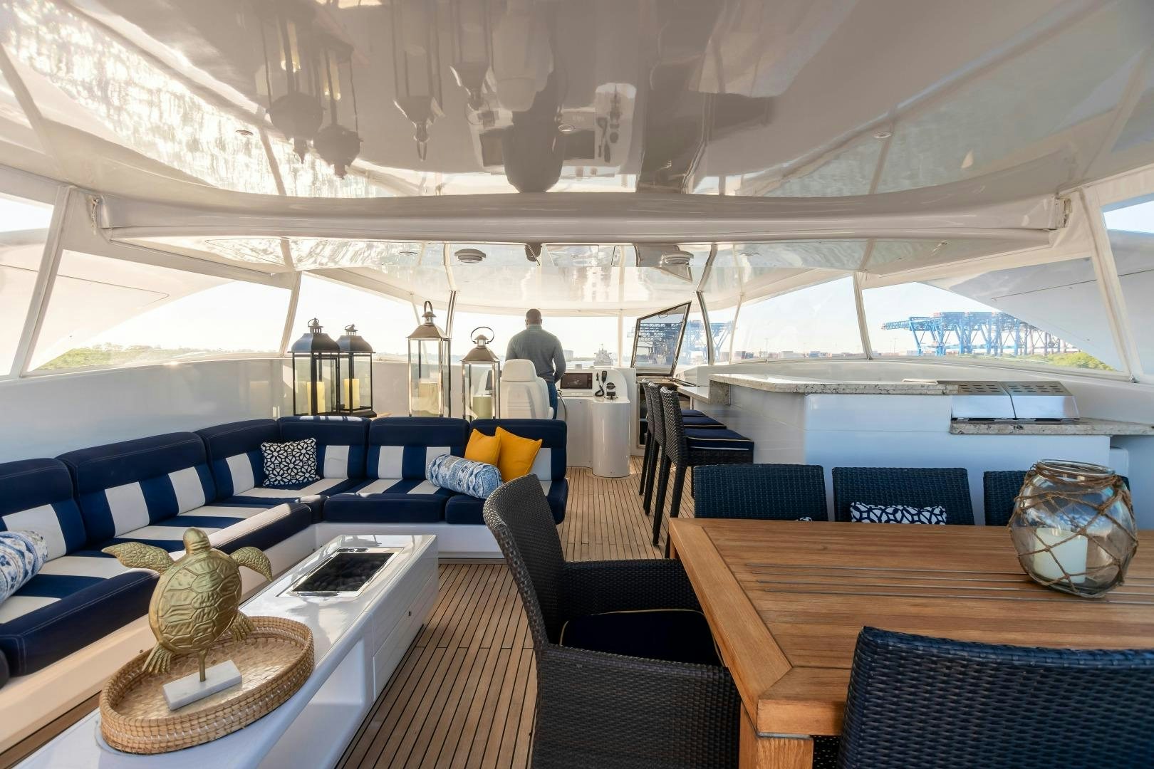 a room with a large window aboard GRANDEUR Yacht for Sale