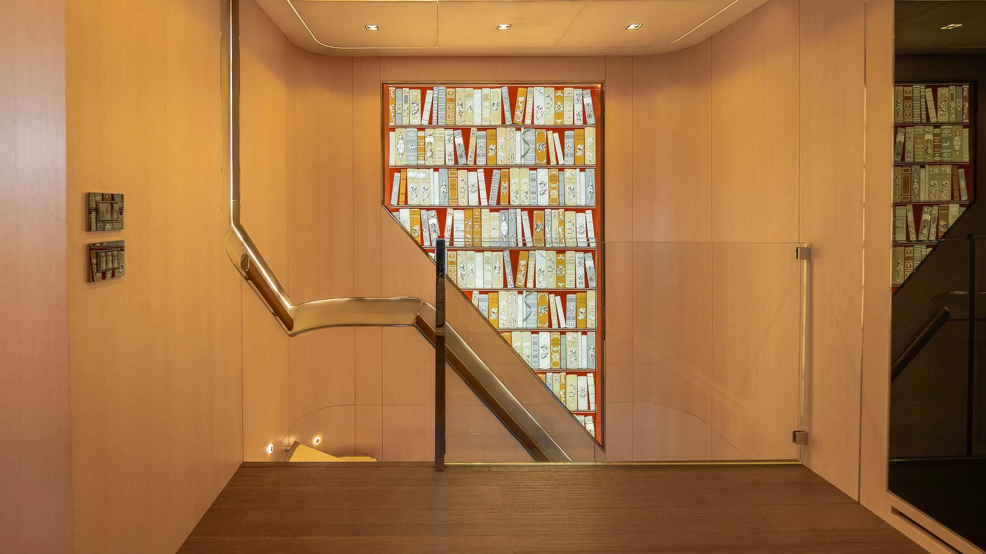 a room with a glass door aboard NAMASTE Yacht for Sale