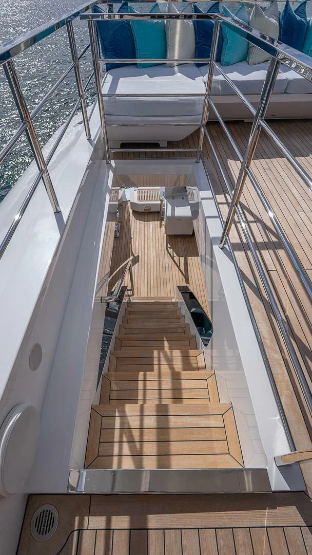 a set of stairs leading up to a building aboard NAMASTE Yacht for Sale