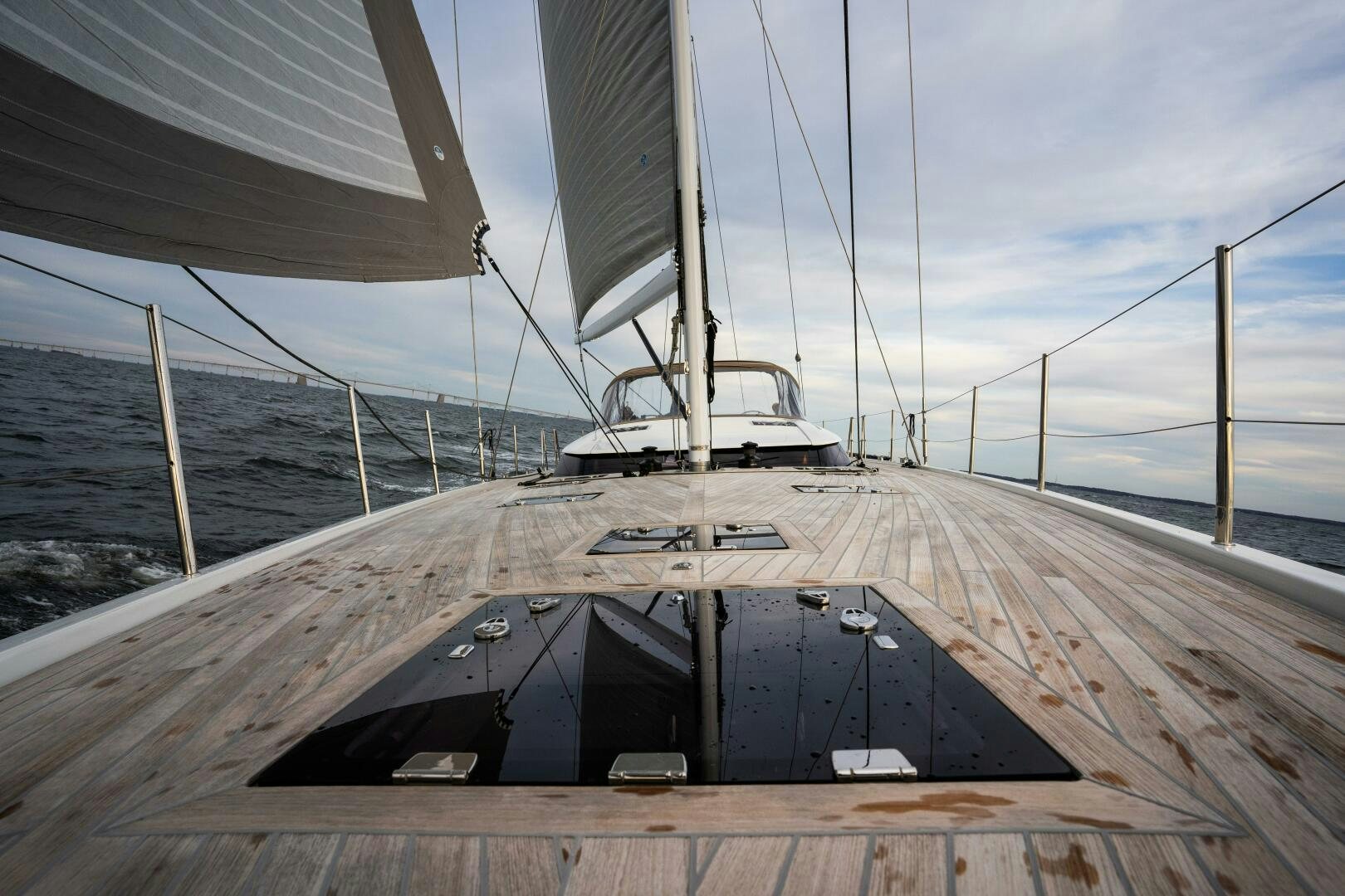 a boat on a wooden dock aboard FORTITUDE Yacht for Sale