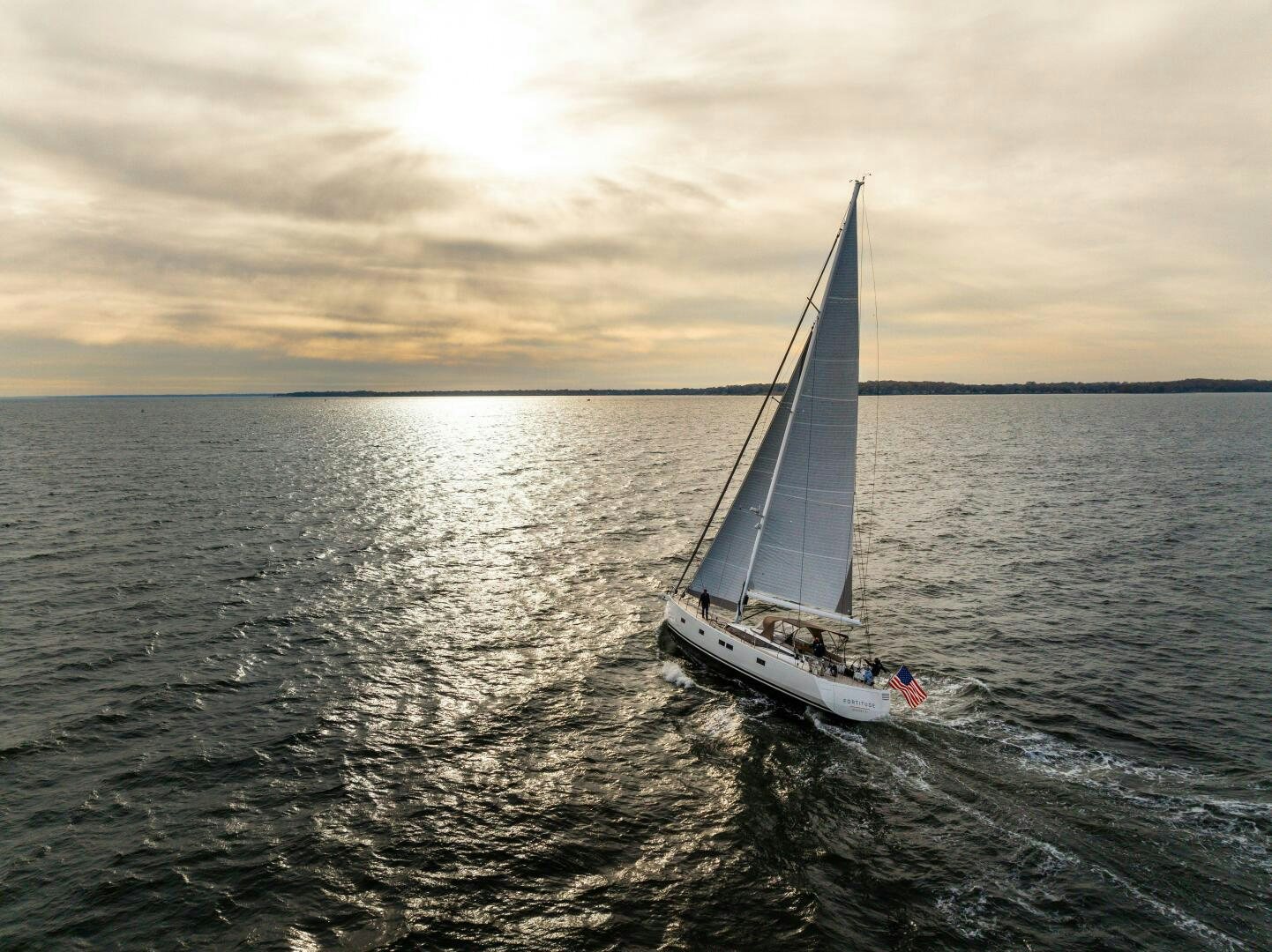 a sailboat on the water aboard FORTITUDE Yacht for Sale
