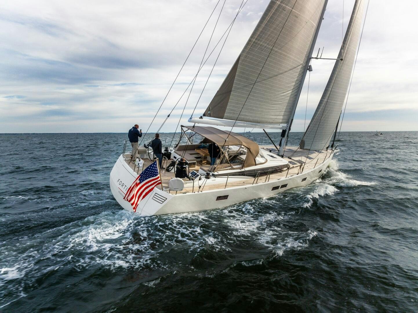 a sailboat on the water aboard FORTITUDE Yacht for Sale