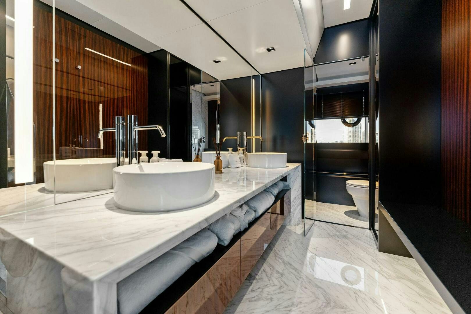 a bathroom with a large sink aboard CORSARO SUPER Yacht for Sale