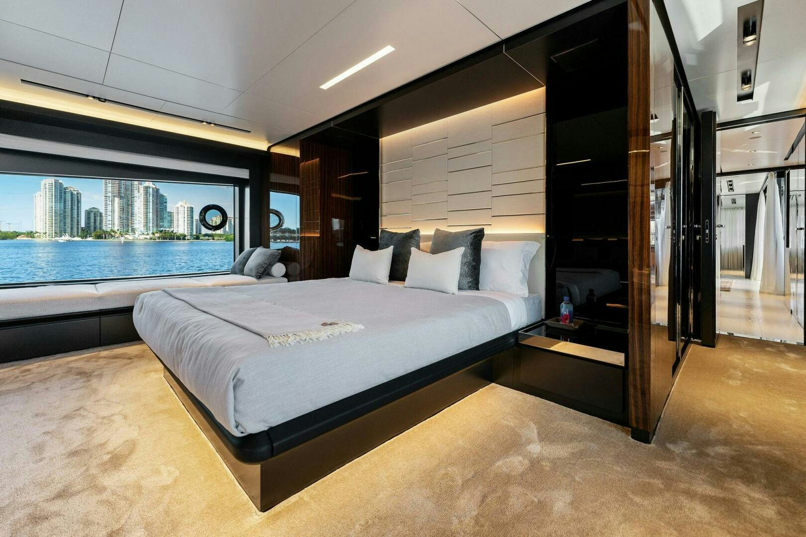 a bed in a room aboard CORSARO SUPER Yacht for Sale