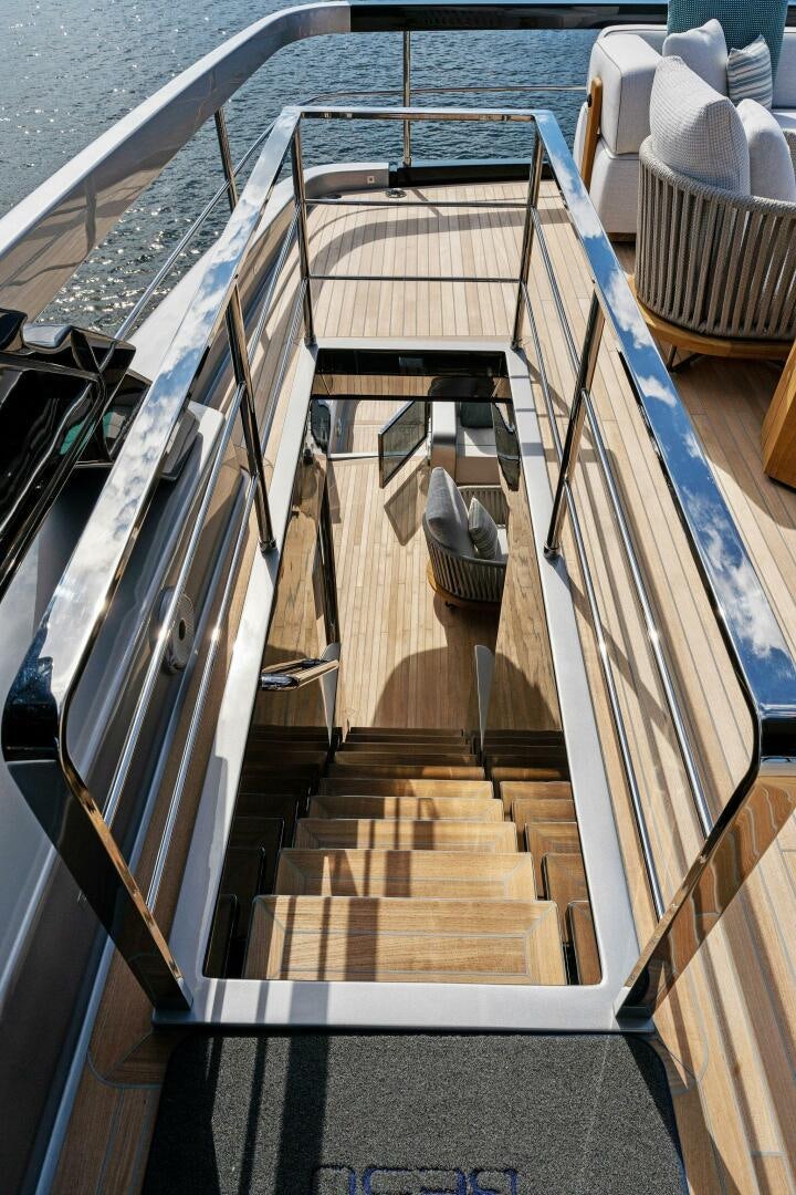 a large metal staircase aboard CORSARO SUPER Yacht for Sale