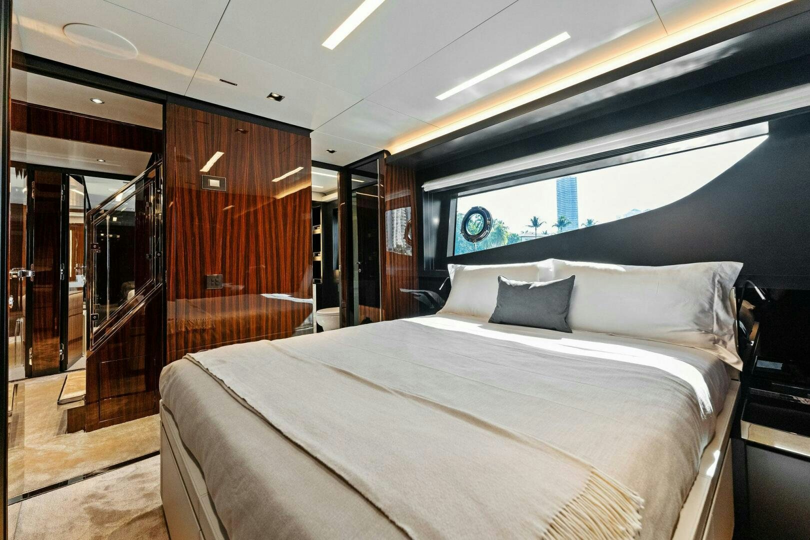 a bed in a room aboard CORSARO SUPER Yacht for Sale