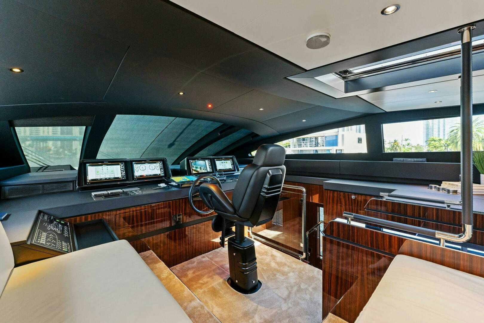 a black chair in a bus aboard CORSARO SUPER Yacht for Sale