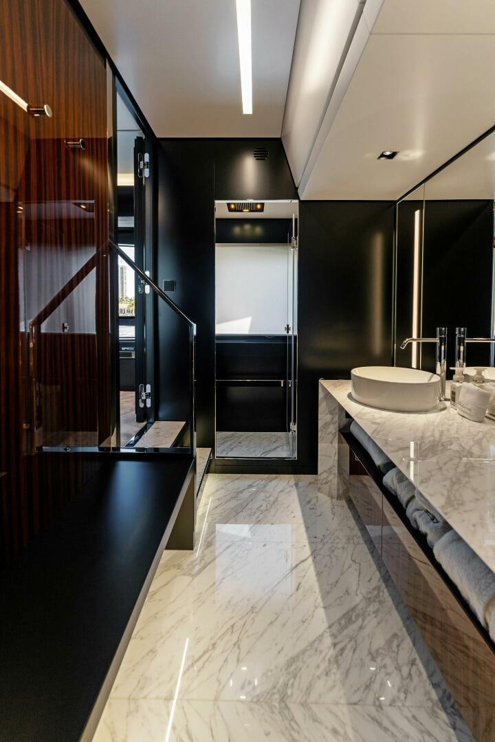 a bathroom with a large sink aboard CORSARO SUPER Yacht for Sale