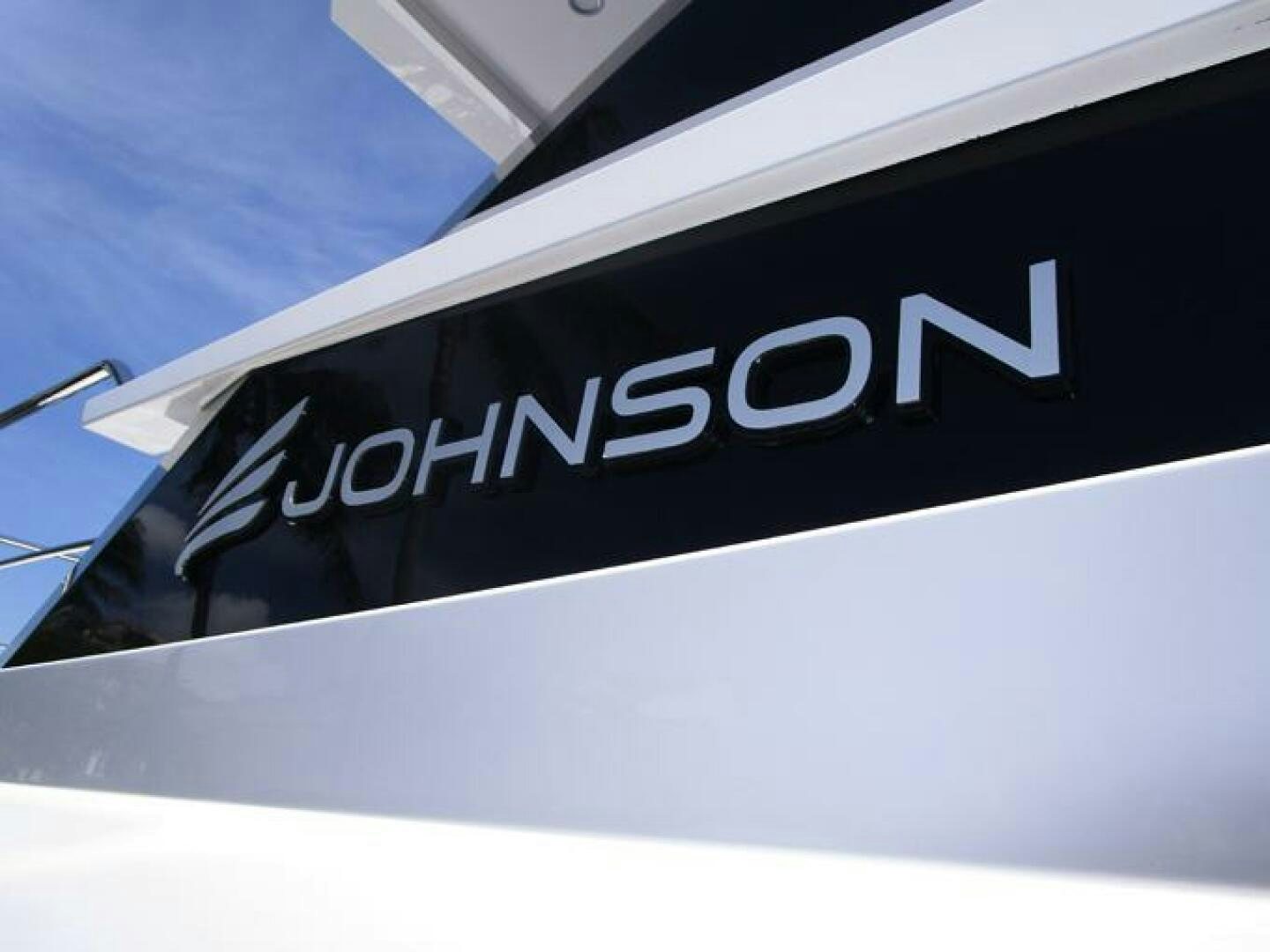 a close-up of a sign aboard NEW 70 JOHNSON Yacht for Sale