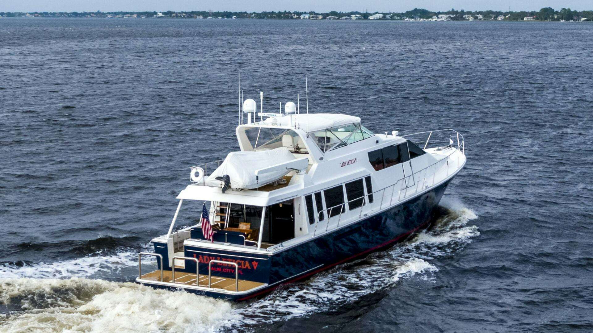 a boat on the water aboard LADY LETICIA V Yacht for Sale